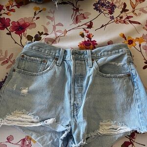 Levi's Light Blue Distressed Jean Shorts